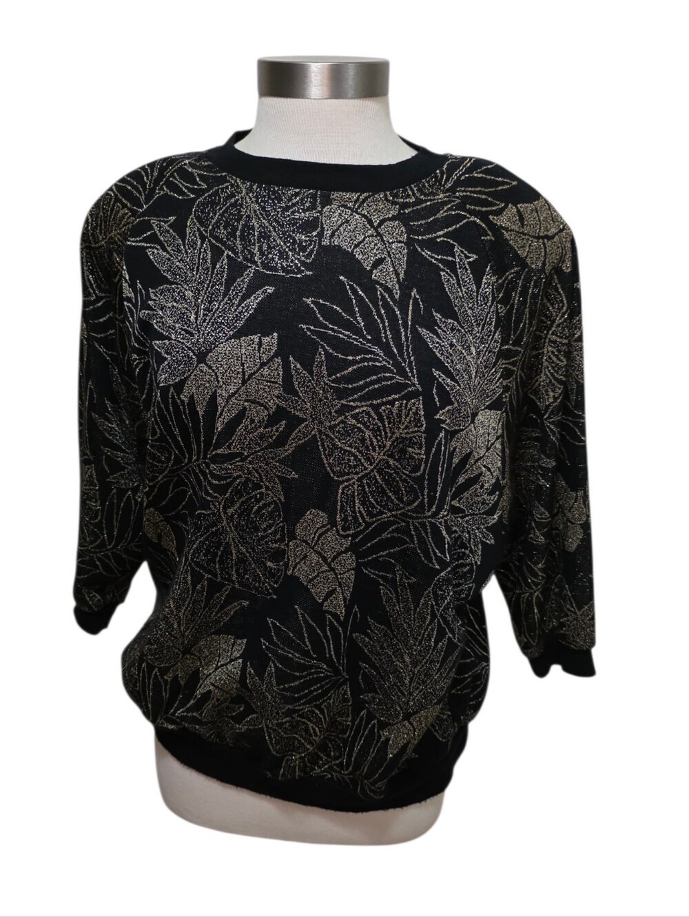 Sharon Anthony Vtg 80's Metalic Print Sweater Sz 1X